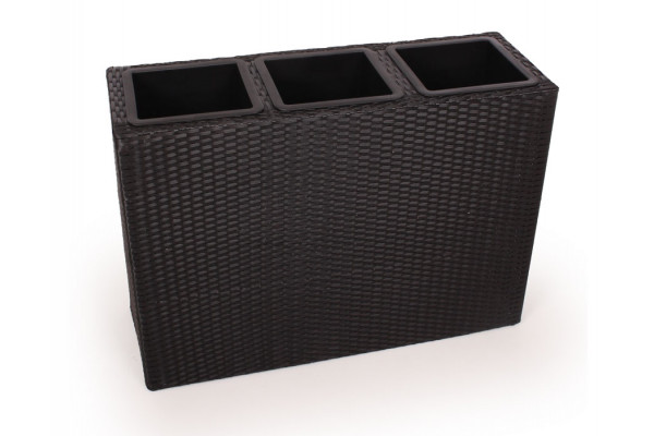 Planter with 3 rooms black wicker 84x60 cm