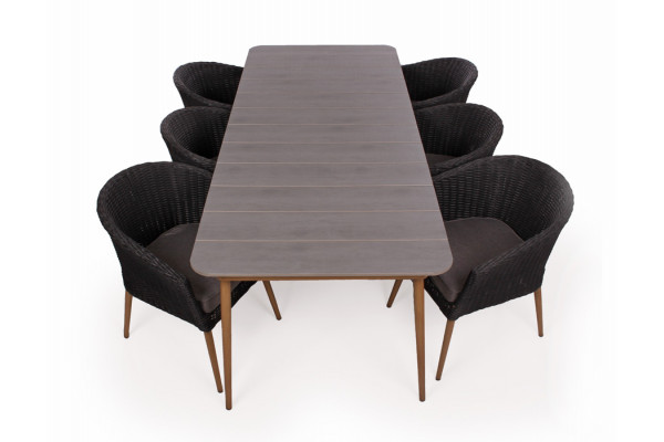 Dylan black garden furniture set table with 6...