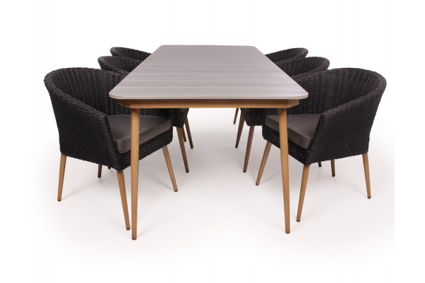 Dylan black garden furniture set table with 6...