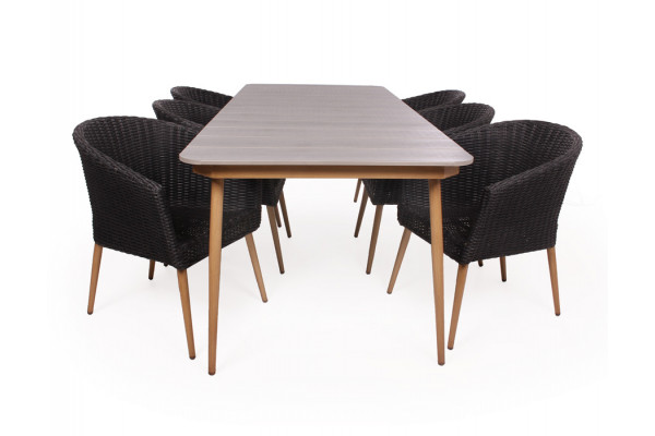 Dylan black garden furniture set table with 6...