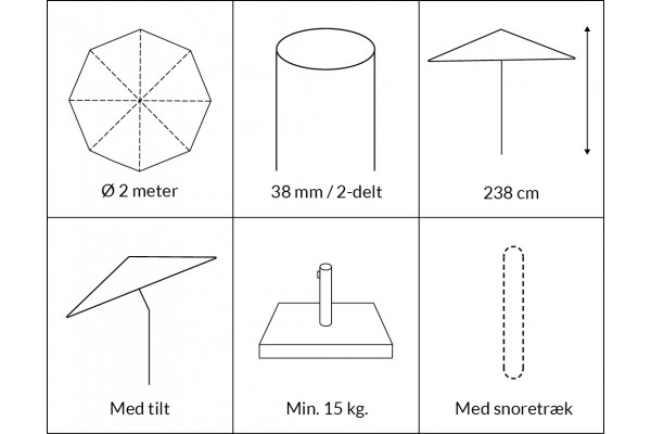 Sombrilla Signe Ø 2 m/inclinable