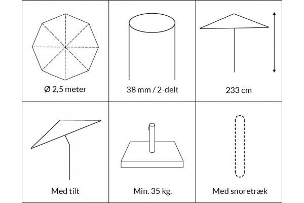 Signe Parasol Ø 2,5 m/tilto - Arena