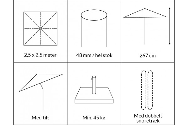 Sign the parasol 2.5 x 2.5 meters