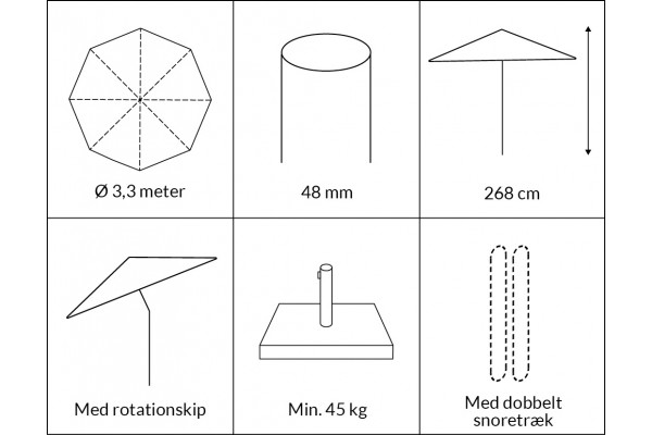 Sanne parasol 3,3 meter - Nature olefin