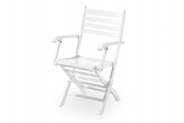 Ibiza WHITE Folding chair with armrest