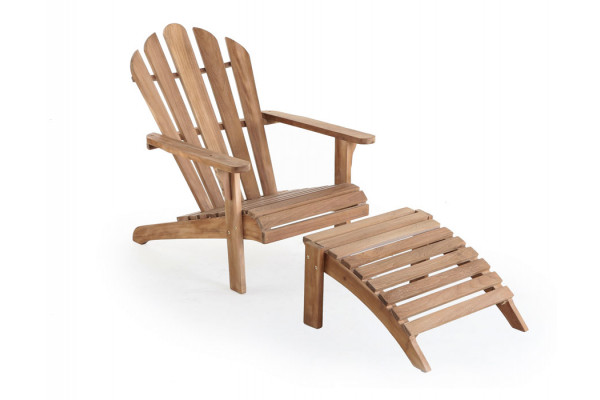 Silla Adirondack con reposapiés - Teca de nucleo