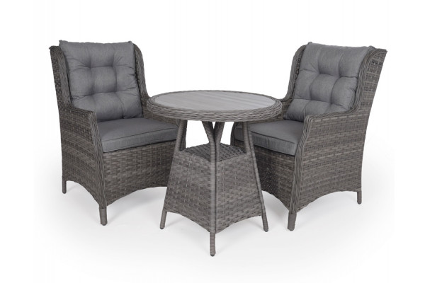 Rio GRAY cafe set w/2 lounge chairs