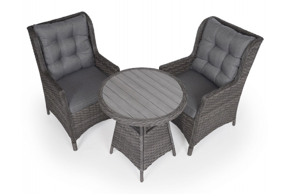 Rio GRAY cafe set w/2 lounge chairs