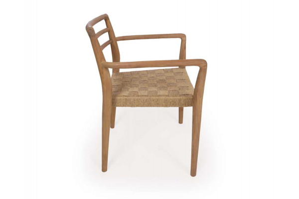 Scandi Dining Chair with armrest - Natural Wicker