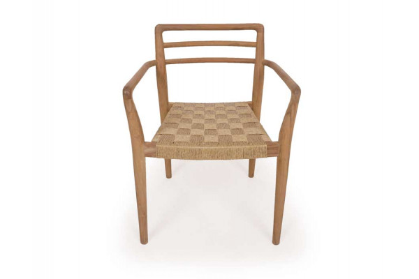 Scandi Dining Chair with armrest - Natural Wicker