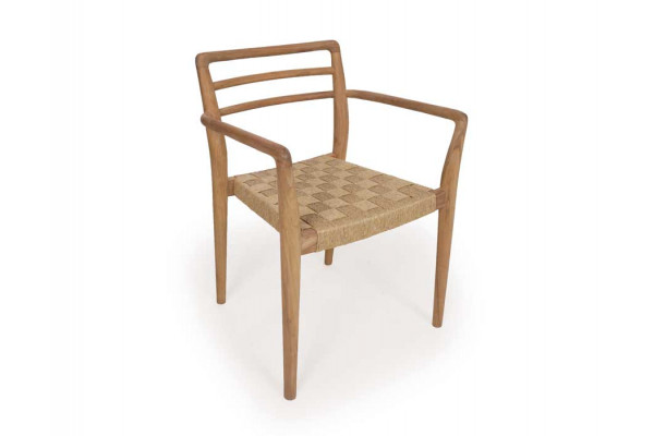 Scandi Dining Chair with armrest - Natural Wicker