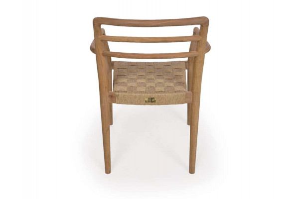 Scandi Dining Chair with armrest - Natural Wicker