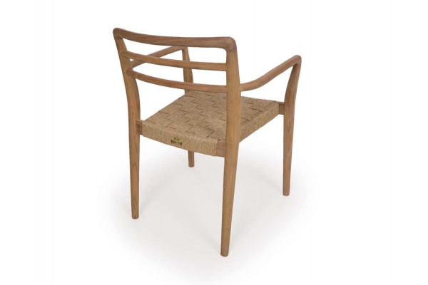 Scandi Dining Chair with armrest - Natural Wicker