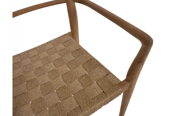 Scandi Dining Chair with armrest - Natural Wicker