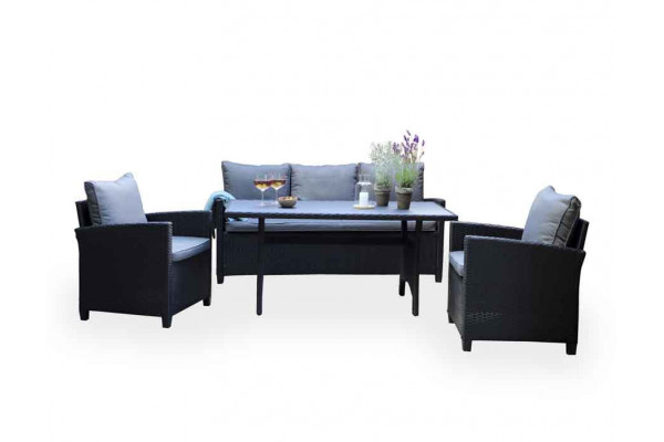 Sevilla Lounge set W/dark GREY cushions BLACK