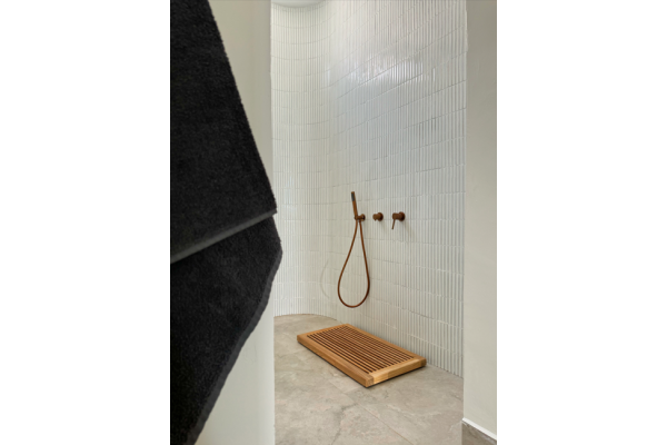 Shower Mat Teak with Frame 80x45 cm