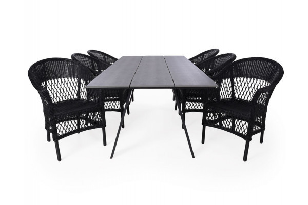 Diva Valencia Garden set w/6 Valencia BLACK chairs