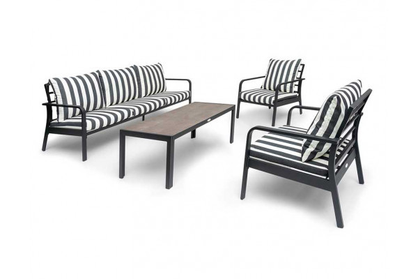 Kia Sofa Set - Black/White Stripes