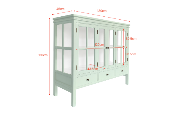 Dalia Display Cabinet - 110x130x45 cm, Green