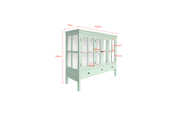 Dalia Display Cabinet - 110x130x45 cm, Green