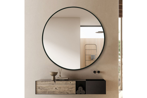 Merkur Round Mirror - Ø 120 cm - Black