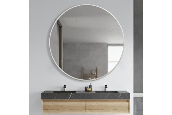 Merkur Round Mirror - Ø 120 cm - Brushed aluminum