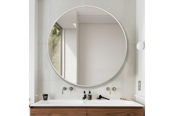 Merkur Round Mirror - Ø 120 cm - Brushed aluminum