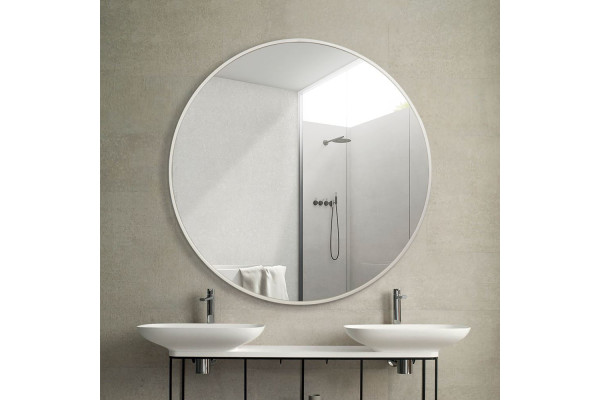 Merkur Round Mirror - Ø 120 cm - Brushed aluminum