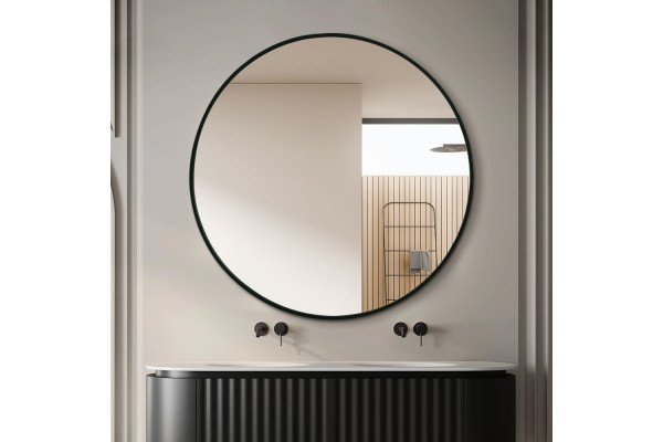 Espejo Redondo Merkur – Ø 80 cm – Negro