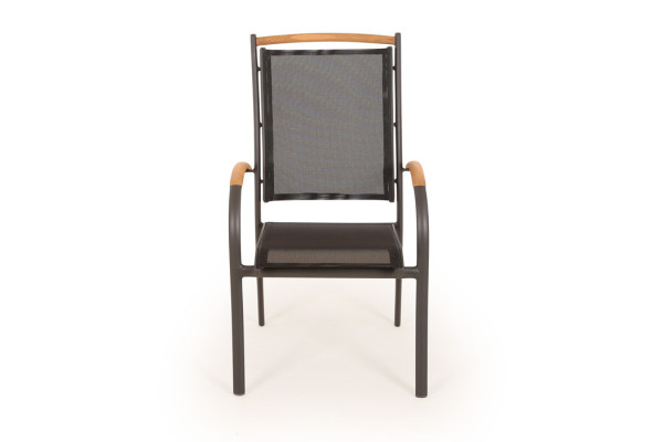 Dina Stacking Chair GREY – w/ Teak Armrests