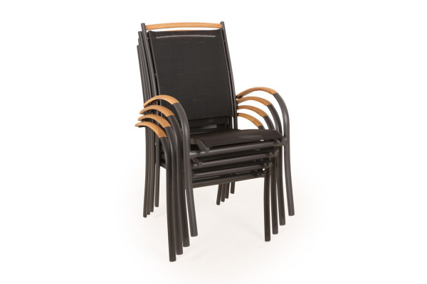 Dina Stacking Chair GREY – w/ Teak Armrests