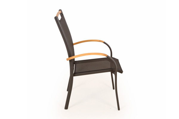 Dina Stacking Chair GREY – w/ Teak Armrests
