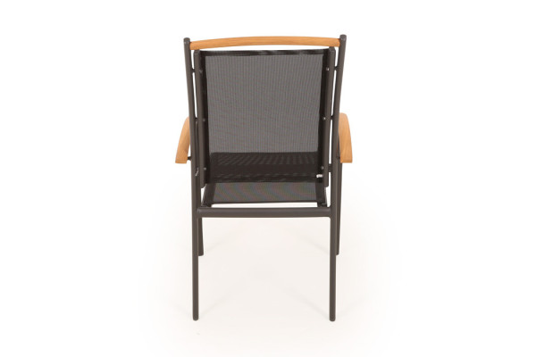 Dina Stacking Chair GREY – w/ Teak Armrests