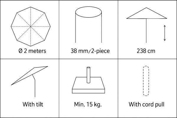 Parasol Sienna Ø2 m - Rayas blanco/beige