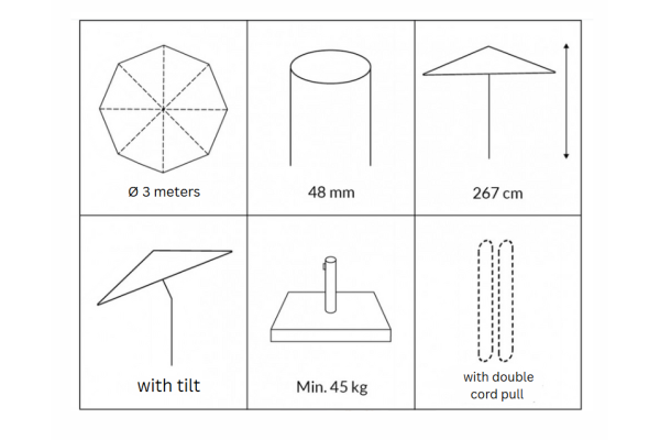 Sienna Parasol Ø3 M - with tilt - SAND