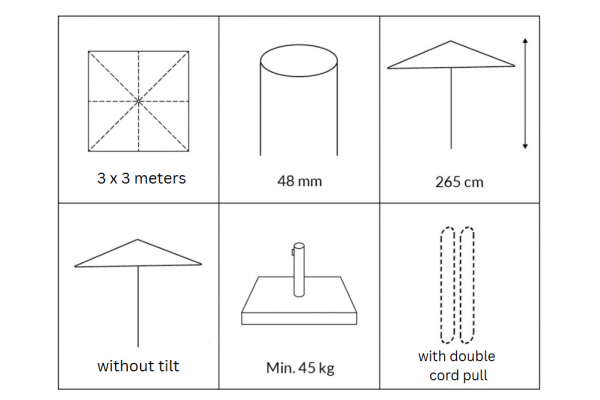 Sanne Parasol TAUPE - 3x3 M