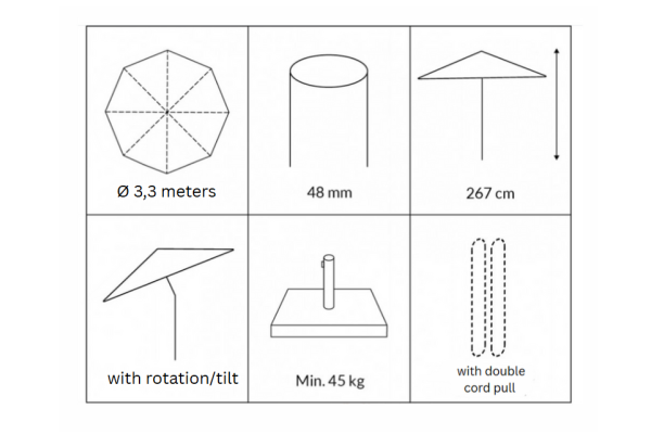 Sanne parasol Ø3.3 M - NATURE OLEFIN