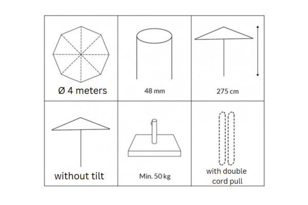 Sanne parasol Ø4 M - TAUPE