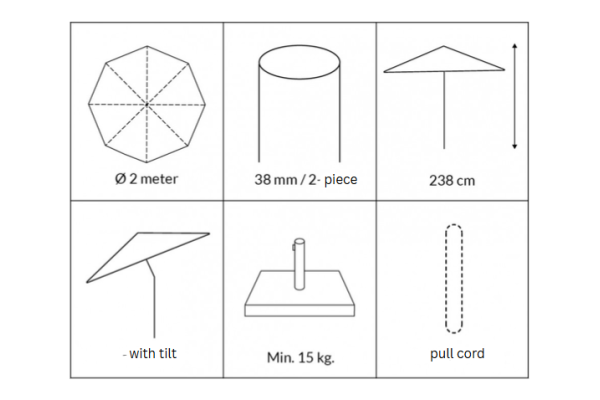 Sienna Parasol SAND – Ø2 m - w/ tilt