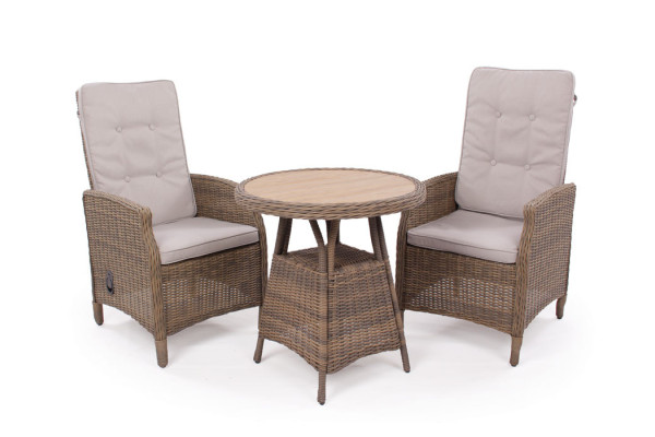Rio Dusty Café Set w/2 Reclining Chairs – Ø 70 cm