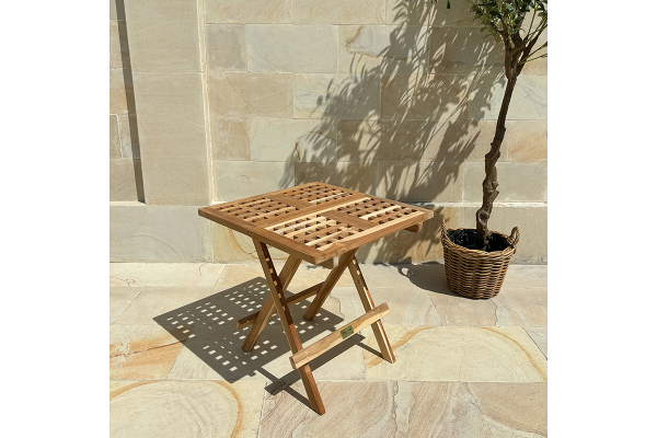 Mesa plegable cuadrada - 50x50 cm - Teca Clásica