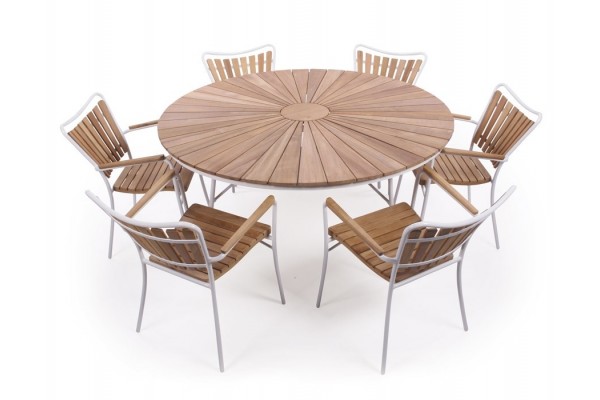 Barcelona 150cm WHITE  Round Garden furniture set