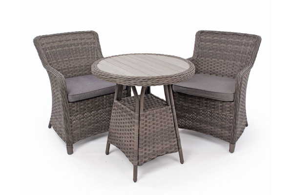 Rio Grey coffee set m/2 dining chairs - Ø 70 cm