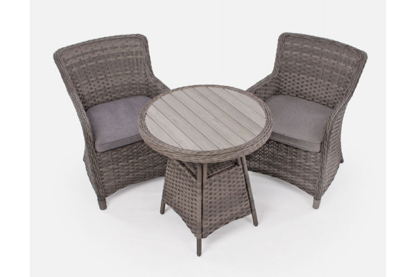 Rio Grey coffee set m/2 dining chairs - Ø 70 cm