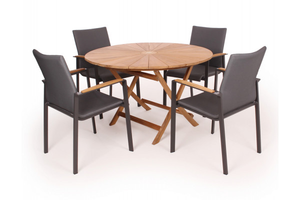 Matahari 120 cm table with 4 Lea chairs