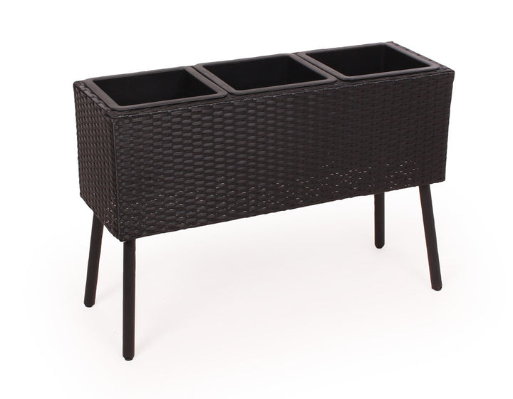 Plant Box BLACK WICKER – 3 Rooms on Legs
