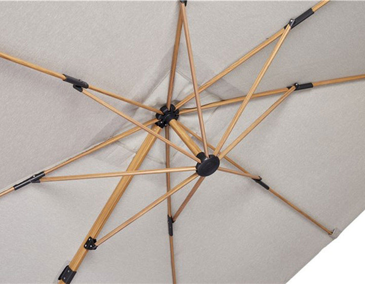 Helle Hanging Parasol – 3x3 m - Wooden look - LIGHT GREY