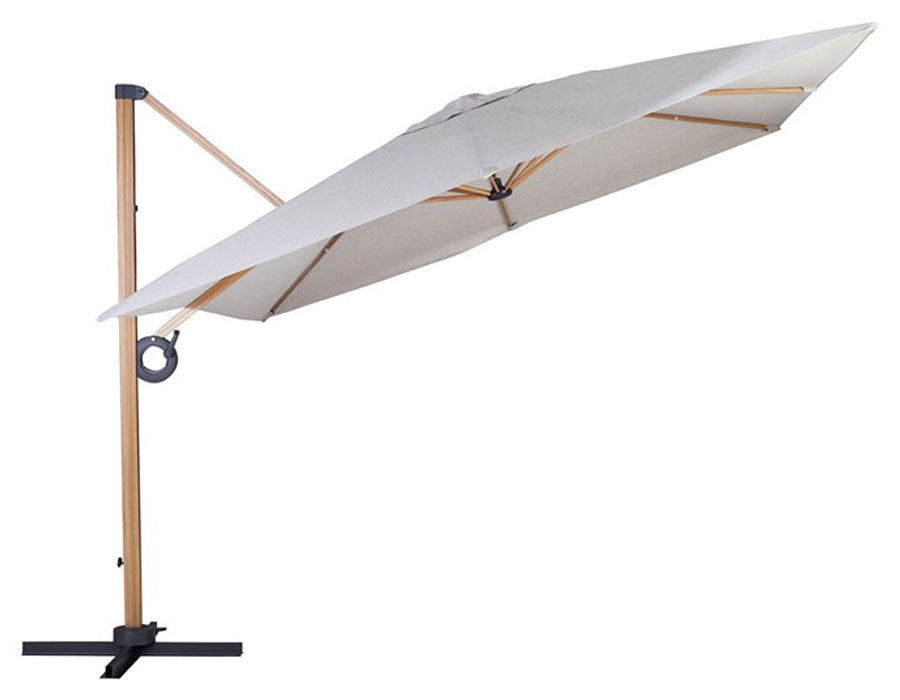 Helle Hanging Parasol – 3x3 m - Wooden look - LIGHT GREY