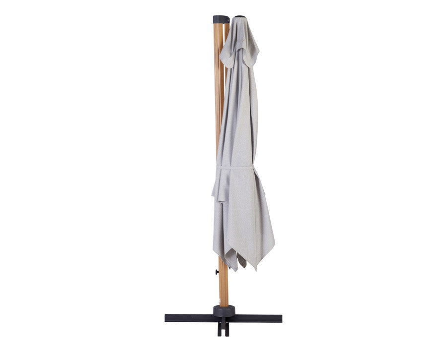 Helle Hanging Parasol – 3x3 m - Wooden look - LIGHT GREY