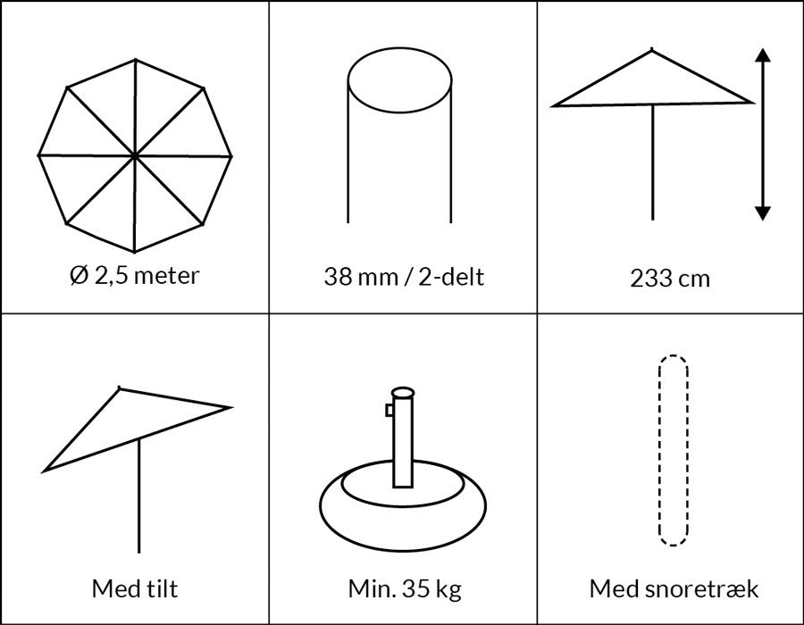 Sienna Parasol BROWN – Ø2.5 m - w/ tilt